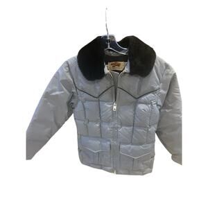 VTG Comfy Down Gray Faux Fur Collar Winter Puffer Jacket Ladies Size 12